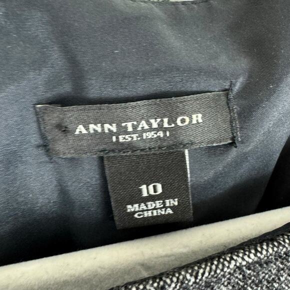 Ann Taylor Black Heather Square Neck Cap Sleeve Wool Blend Sheath Dress Size 10 - Picture 7 of 8